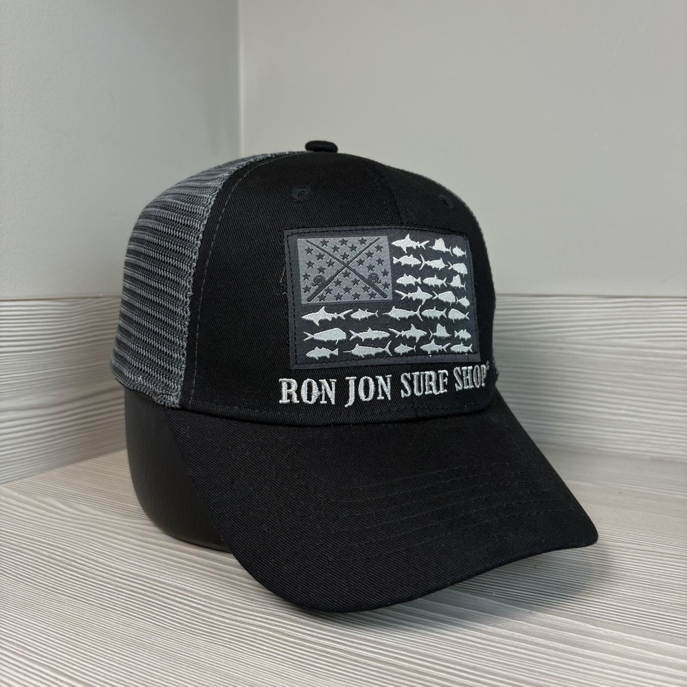 Ron Jon Surf Shop Iconic Fish Flag Hat Two-Tone Cap Trucker Snapback Adjustable